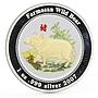 Fiji 2 dollars Year of the Pig series Formosan Wild Boar silver coin 2007