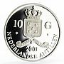 Netherlands Antilles 10 gulden Albert I gilded proof silver coin 2001