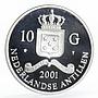 Netherlands Antilles 10 gulden Albert I gilded proof silver coin 2001