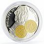 Netherlands Antilles 10 gulden Philipp VI gilded proof silver coin 2001