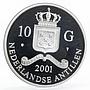 Netherlands Antilles 10 gulden Philipp VI gilded proof silver coin 2001