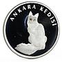 Turkey 20 lira Animal series Turkish Angora The Light Eyes Cat silver coin 2005