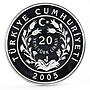 Turkey 20 lira Animal series Angora Goat proof silver coin 2005