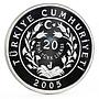 Turkey 20 lira Animal series Anatolian Leopard proof silver coin 2005