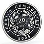 Turkey 20 lira Animal series Dormouse Gliridae proof silver coin 2005