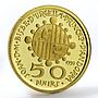 Andorra 50 dinars St. Antoni Castle Religion Architecture gold coin 1990