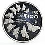 Mexico 100 pesos Monarch Butterflies Fauna proof silver coin 1987