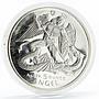Isle of Man 5 angel Archangel Michael Slaying the Dragon silver coin 1995