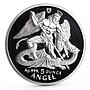 Isle of Man 5 angel Archangel Michael Slaying the Dragon silver coin 1995