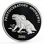 Mongolia 500 togrog Dinosaurs series Protoceratops Andrewsi silver coin 2001