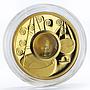 Cook Islands 1 dollar Gemstone Zodiac Signs series Libra gilded silver coin 2003