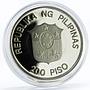 Philippines 200 piso WWF series Mindoro Buffalo proof silver coin 1987