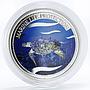 Palau 5 dollars Marine Life Protection series Loggerhead Turtle silver coin 2004