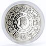 Niue 1 dollar A. Mucha Zodiac series Leo colored silver coin 2011