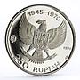 Indonesia 250 rupiah 25th Anniversary of Independence proof silver coin 1970