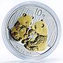 China 10 yuan World Wildlife Fund series Pandas gilded silver coin 2009