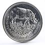 Thailand 50 baht Wildlife Conservation series Rhinoceros proof silver coin 1974