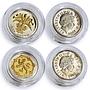 Britain set of 14 coins 25 Years of Royal One Pound gilded silver coins 2008