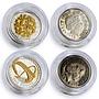 Britain set of 14 coins 25 Years of Royal One Pound gilded silver coins 2008