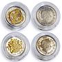 Britain set of 14 coins 25 Years of Royal One Pound gilded silver coins 2008