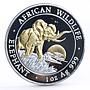 Somali 100 shillings African Wildlife series Elephant gilded silver coin 2009