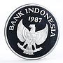 Indonesia 10000 rupiah World Wildlife series Wild Pig proof silver coin 1987