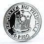 Philippines 25 piso World Food Day Fish Fruit Crops silver coin 1981