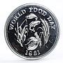 Philippines 25 piso World Food Day Fish Fruit Crops silver coin 1981