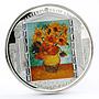 Cook Islands 20 dollars Vincent van Gogh Art Sunflowers colored silver coin 2010