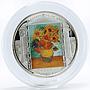 Cook Islands 20 dollars Vincent van Gogh Art Sunflowers colored silver coin 2010