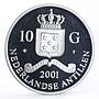 Netherlands Antilles 10 gulden Albert I gilded proof silver coin 2001