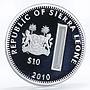 Sierra Leone 10 dollars Holy Churches The Chapel of Miracle silver coin 2010