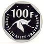 France 100 francs Aviator George Guynem's Portrait Bird Planes silver coin 1997