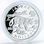 Cook Islands 5 dollars Wildlife Jaguar proof silver coin 2002