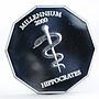 Liberia 10 dollars Millennium Hippocrates Medicine Emblem silver coin 2000