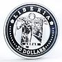 Liberia 20 dollars Zodiac Signs series Aries gilded silver coin 2003