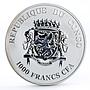 Congo 1000 francs Wildlife Black Leopard Cat colored silver coin 2013