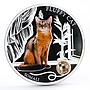 Fiji 2 dollars Small Cats series Somali Fluffy Cat Pet colored silver coin 2013