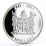 Fiji 2 dollars Small Cats Maine Coon Fluffy Cat Pet colored silver coin 2013