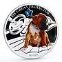 Fiji 2 dollars My Great Protector Boxer Dog colored silver coin 2013