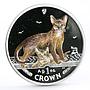 Isle of Man 1 crown Abyssinian Cats Home Pets colored proof silver coin 2010