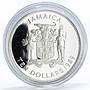 Jamaica 10 dollars Discovering of the New World Columbus Ship silver coin 1989