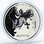 Laos 60000 kip Lunar Calendar Year of the Horse colored proof silver coin 2002