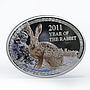 Niue 1 dollar Year of the Rabbit colored silver coin 2011