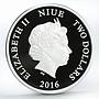 Niue 2 dollars Great Migrations series Zebra colored proof silver coin 2016