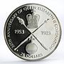 Barbados 25 dollars Coronation Jubilee Royal Symbols silver coin 1983