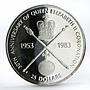 Belize 25 dollars Coronation Jubilee Royal Symbols silver coin 1983