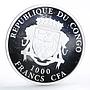 Congo 1000 francs Football World Cup in Brazil Players gilded silver coin 2012