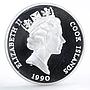 Cook Islands 50 dollars Endangered Wildlife Black Rhinoceros silver coin 1990