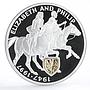 Uganda 2000 shillings Elizabeth and Phillip Golden Wedding silver coin 1997